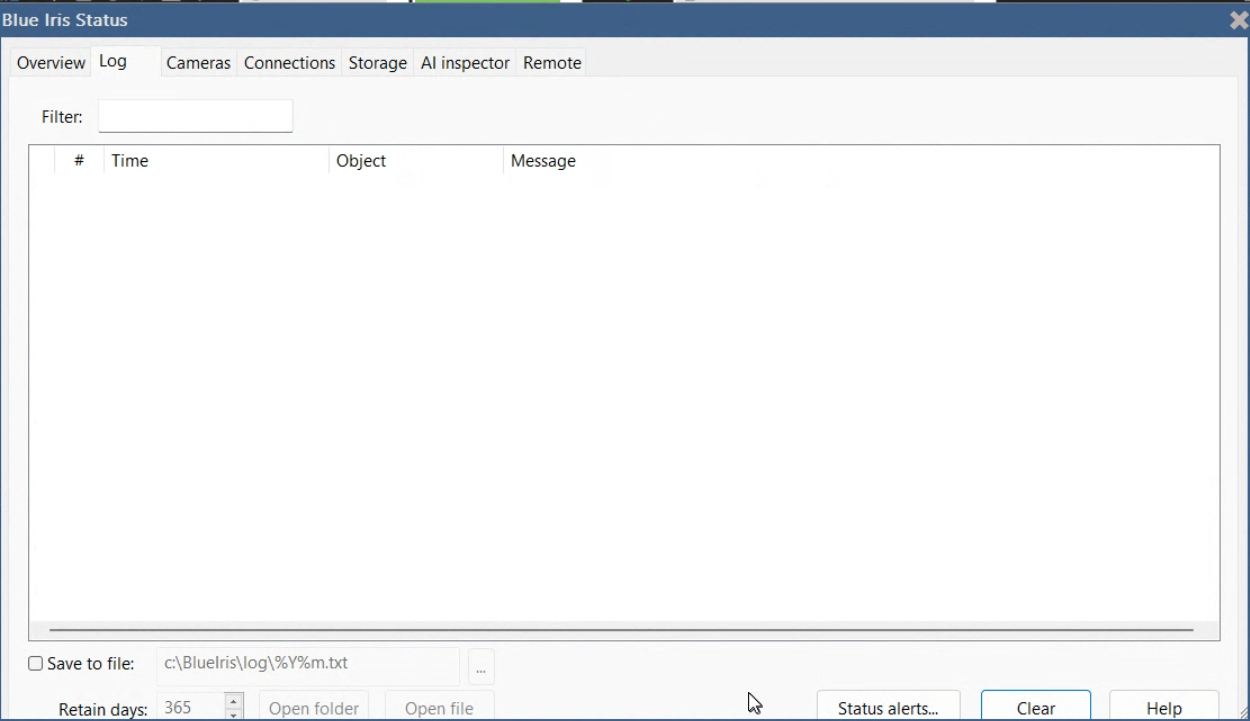 Status window at 1280x800